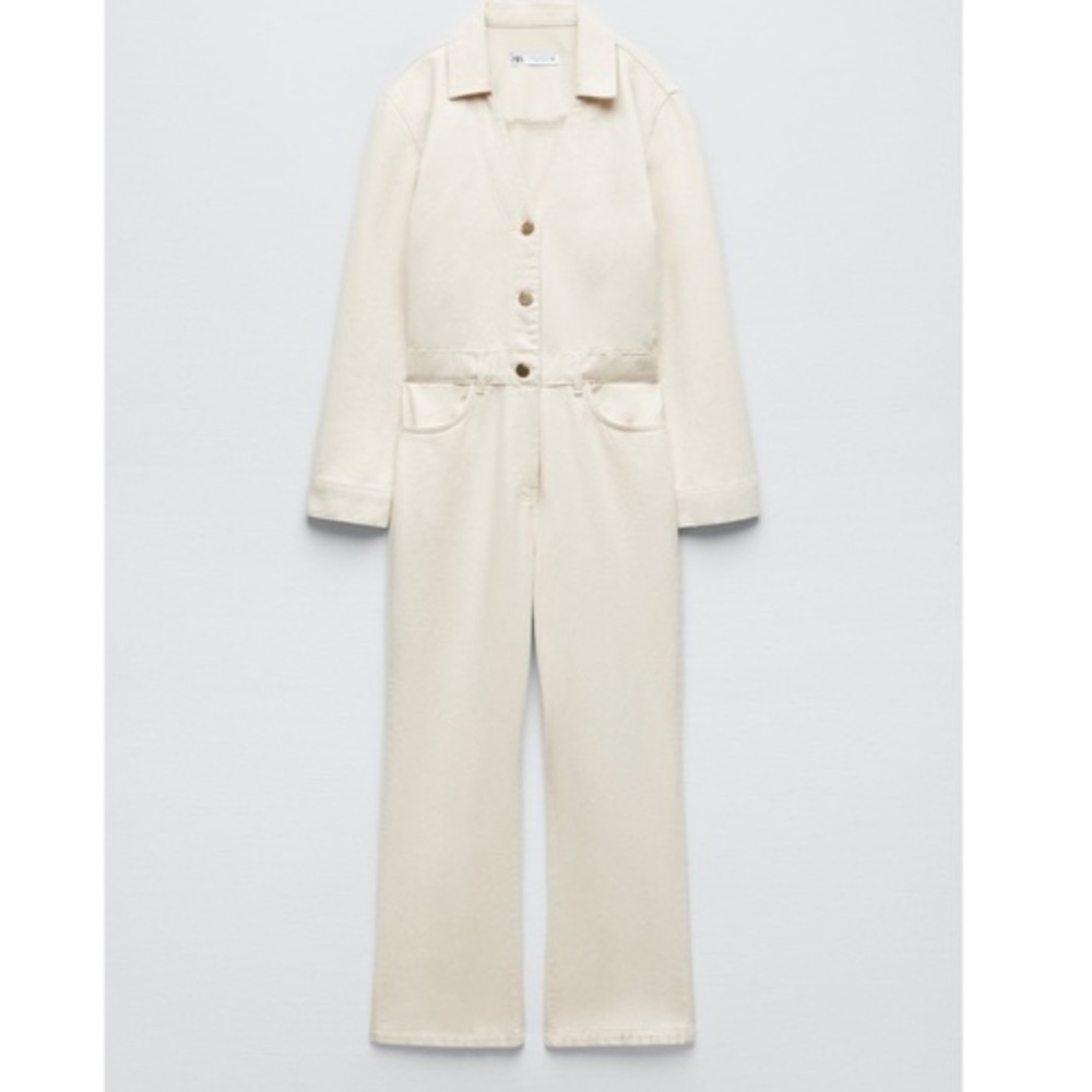 COPY - ZARA GOLD BUTTON DENIM JUMPSUIT NEW